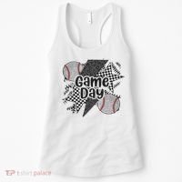 Retro Baseball Game Day Checkered Leopard Baseball Mama Mom Women's Tank Top thumb 0
