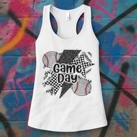 Retro Baseball Game Day Checkered Leopard Baseball Mama Mom Women's Tank Top thumb 3