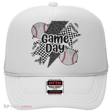 Retro Baseball Game Day Checkered Leopard Baseball Mama Mom Hat