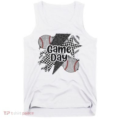 Retro Baseball Game Day Checkered Leopard Baseball Mama Mom Tank Top