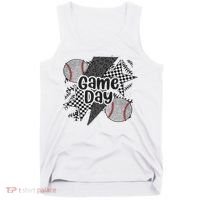 Retro Baseball Game Day Checkered Leopard Baseball Mama Mom Tank Top thumb 0