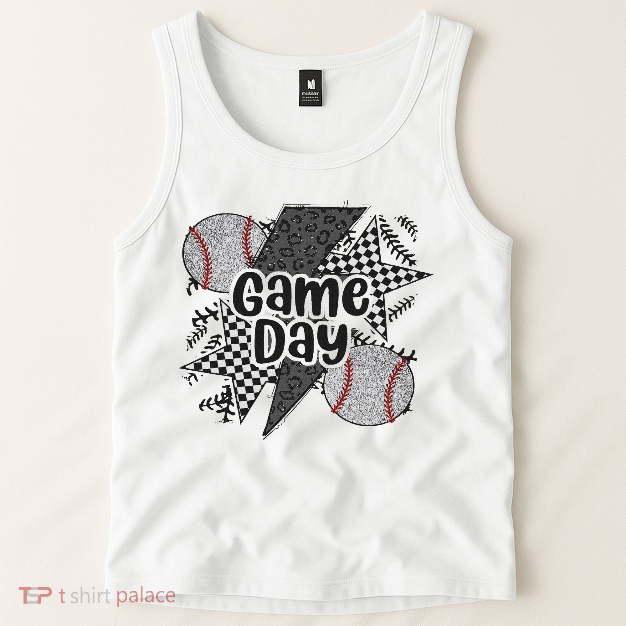 Retro Baseball Game Day Checkered Leopard Baseball Mama Mom Tank Top