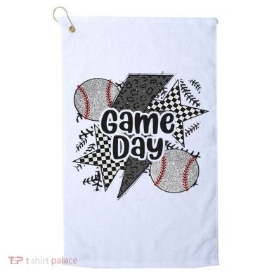 Retro Baseball Game Day Checkered Leopard Baseball Mama Mom Golf Towel