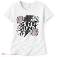 Retro Baseball Game Day Checkered Leopard Baseball Mama Mom Women's T-Shirt thumb 0