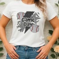 Retro Baseball Game Day Checkered Leopard Baseball Mama Mom Women's T-Shirt thumb 2