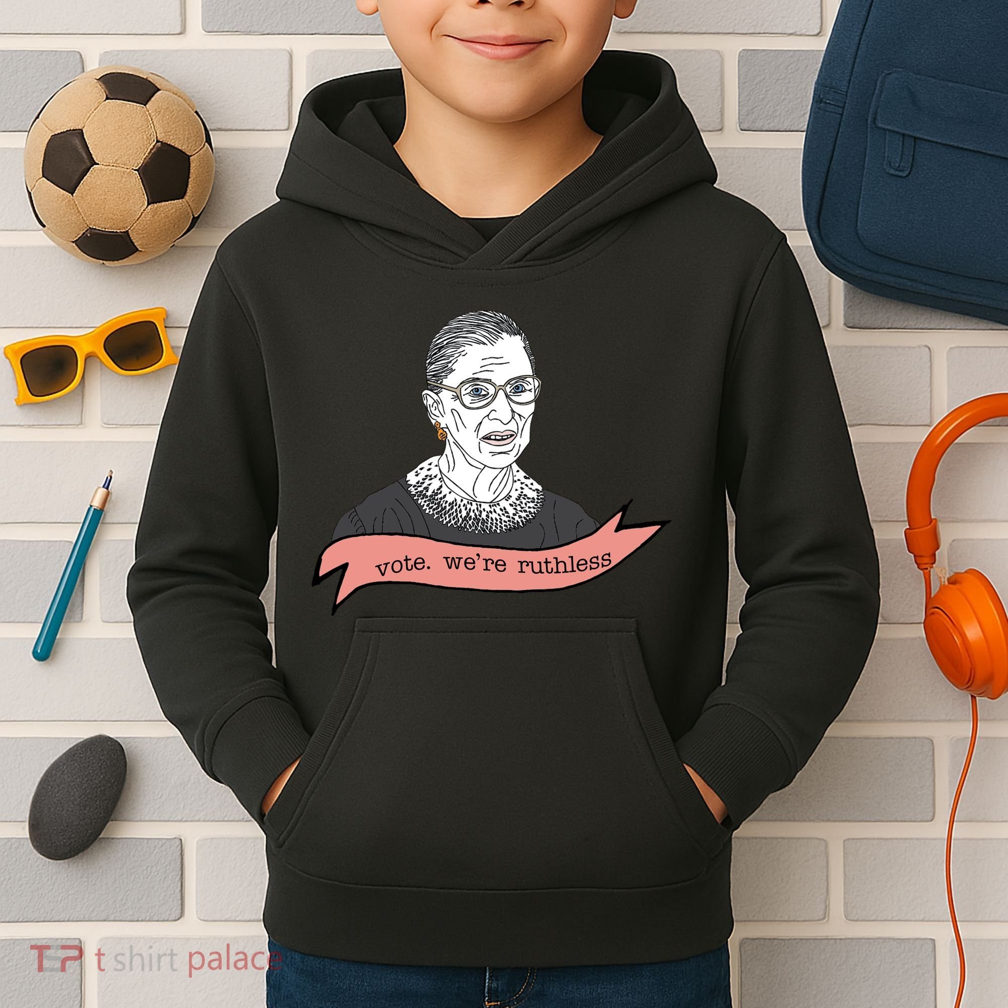 Ruth Bader Ginsburg Vote We Are Ruthless Feminist Kids Hoodie