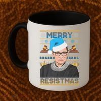Ruth Bader Ginsburg RBG Merry Resistmas Ugly Christmas Sweater Coffee Mug thumb 2