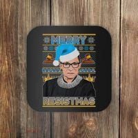 Ruth Bader Ginsburg RBG Merry Resistmas Ugly Christmas Sweater Coaster thumb 0
