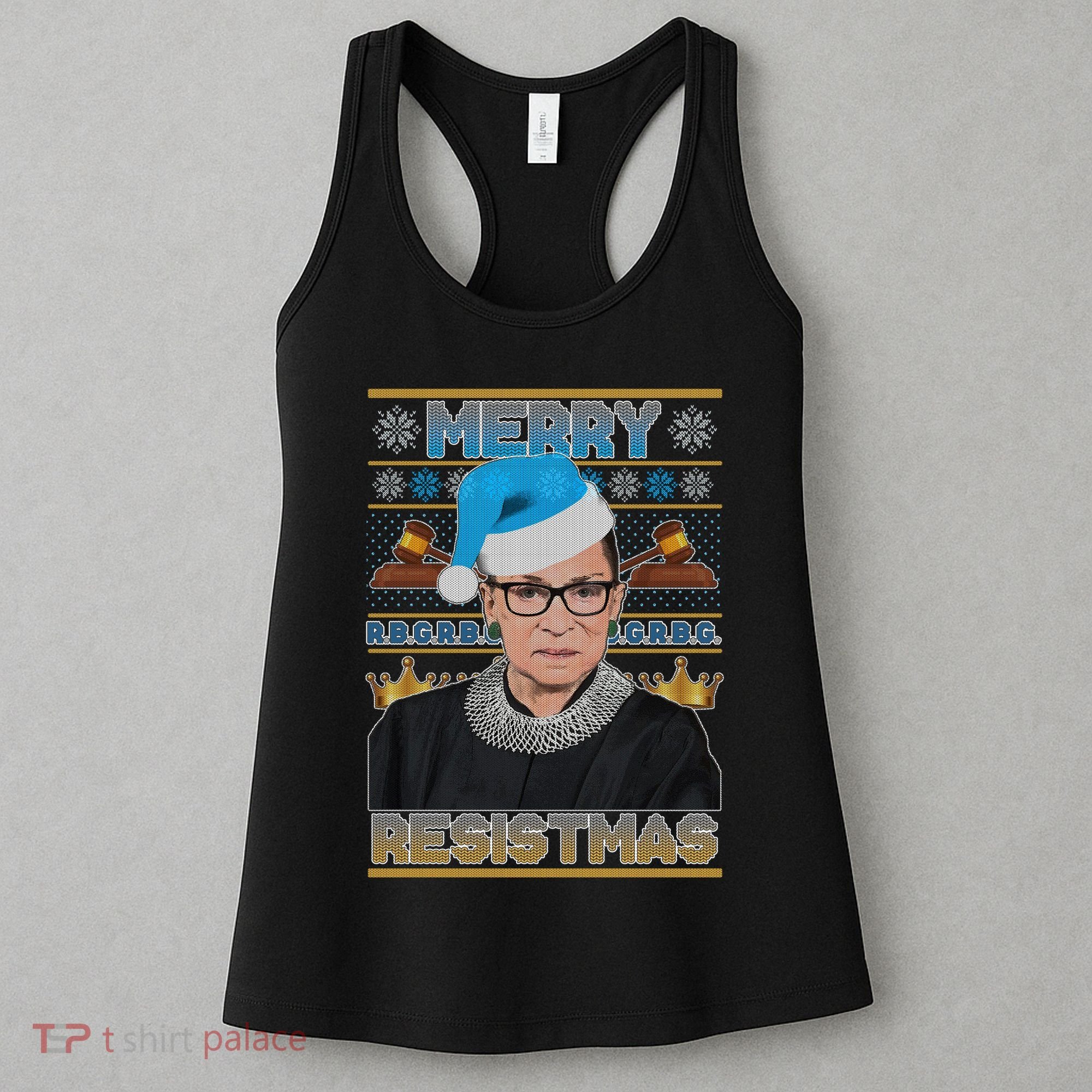 Ruth Bader Ginsburg RBG Merry Resistmas Ugly Christmas Sweater Women's Tank Top