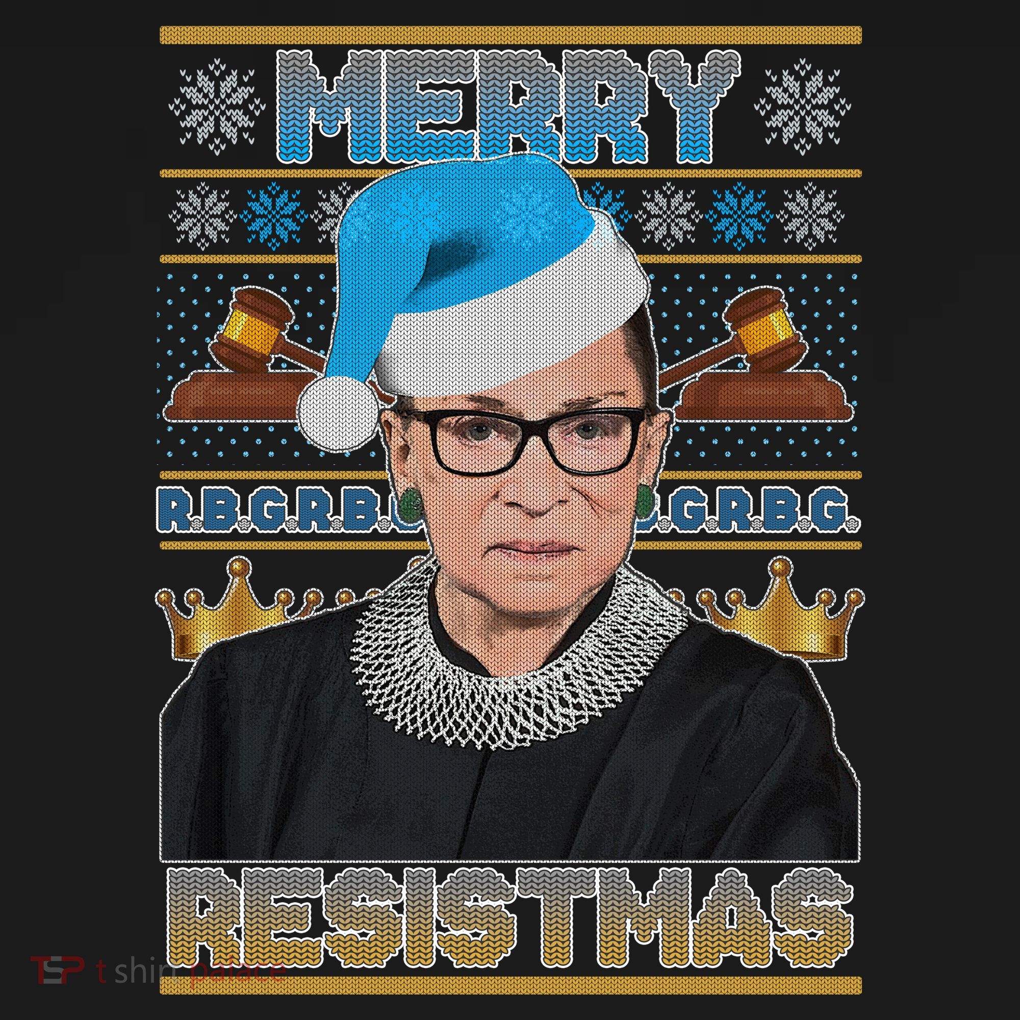 Ruth Bader Ginsburg RBG Merry Resistmas Ugly Christmas Sweater Women's Tank Top