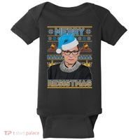 Ruth Bader Ginsburg RBG Merry Resistmas Ugly Christmas Sweater Baby Bodysuit thumb 0