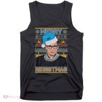 Ruth Bader Ginsburg RBG Merry Resistmas Ugly Christmas Sweater Tank Top thumb 0
