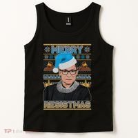 Ruth Bader Ginsburg RBG Merry Resistmas Ugly Christmas Sweater Tank Top thumb 2