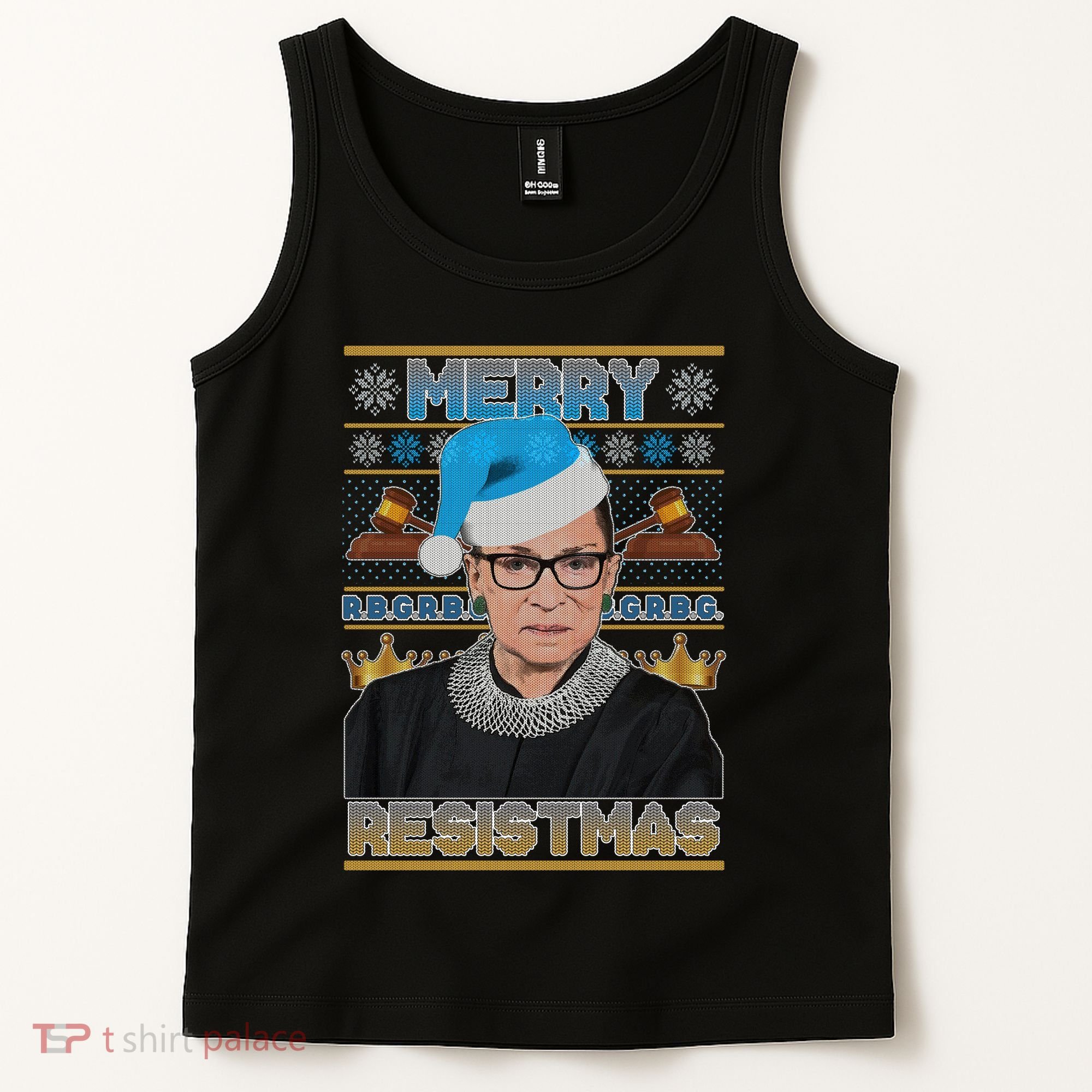 Ruth Bader Ginsburg RBG Merry Resistmas Ugly Christmas Sweater Tank Top