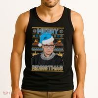 Ruth Bader Ginsburg RBG Merry Resistmas Ugly Christmas Sweater Tank Top thumb 3