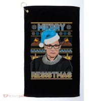 Ruth Bader Ginsburg RBG Merry Resistmas Ugly Christmas Sweater Golf Towel thumb 0