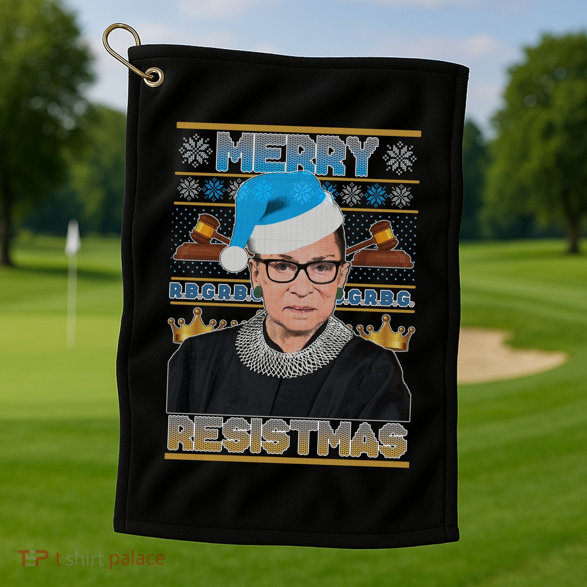 Ruth Bader Ginsburg RBG Merry Resistmas Ugly Christmas Sweater Golf Towel
