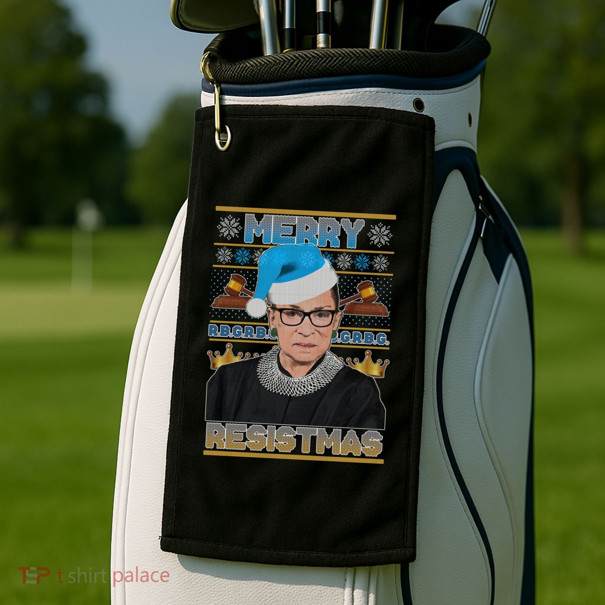Ruth Bader Ginsburg RBG Merry Resistmas Ugly Christmas Sweater Golf Towel