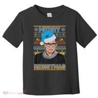 Ruth Bader Ginsburg RBG Merry Resistmas Ugly Christmas Sweater Toddler T-Shirt thumb 0