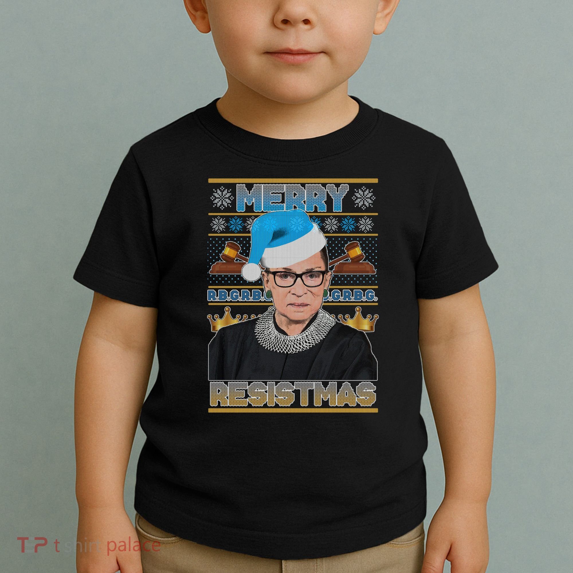 Ruth Bader Ginsburg RBG Merry Resistmas Ugly Christmas Sweater Toddler T-Shirt