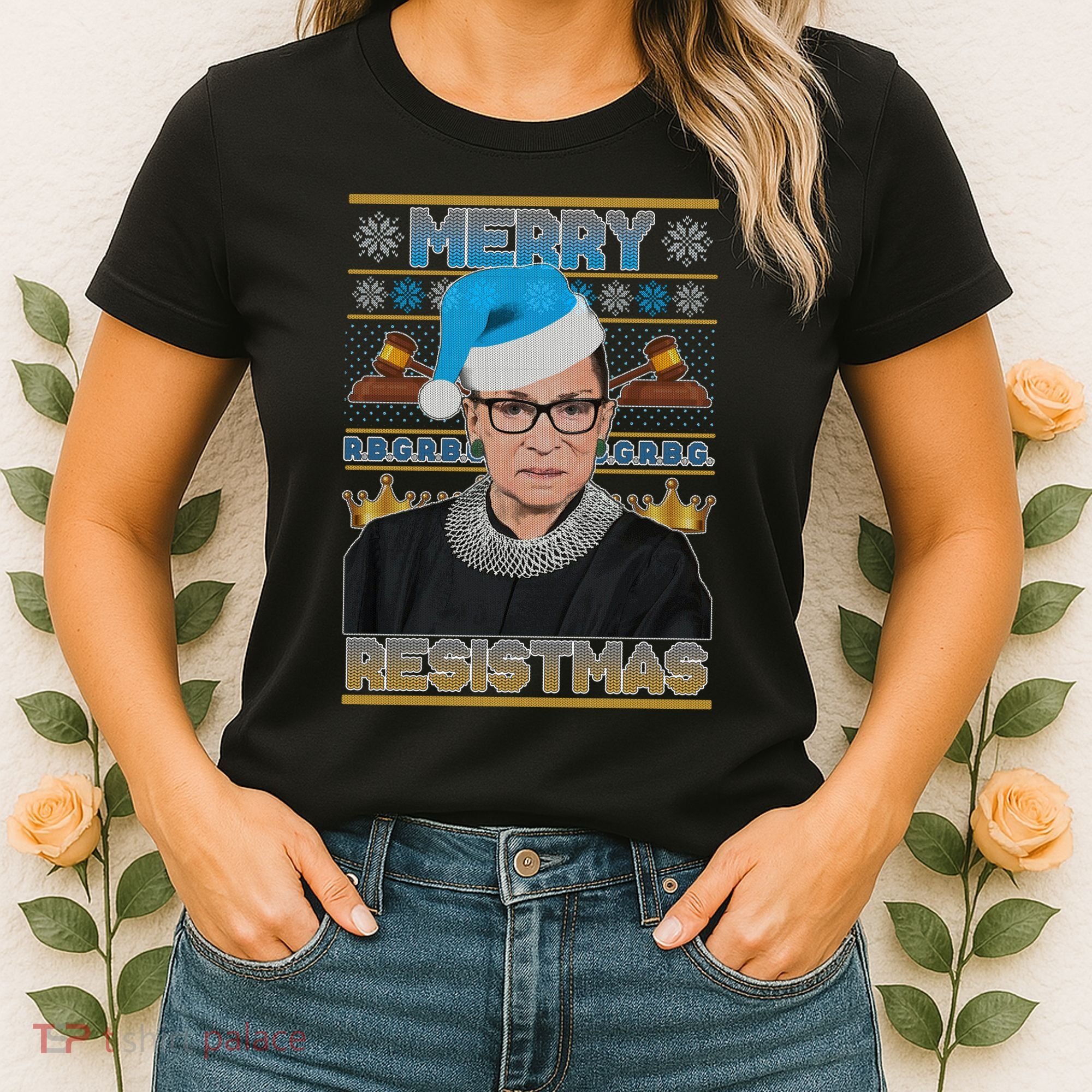 Ruth Bader Ginsburg RBG Merry Resistmas Ugly Christmas Sweater Women's T-Shirt