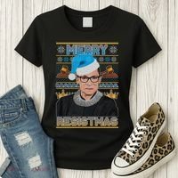 Ruth Bader Ginsburg RBG Merry Resistmas Ugly Christmas Sweater Women's T-Shirt thumb 3