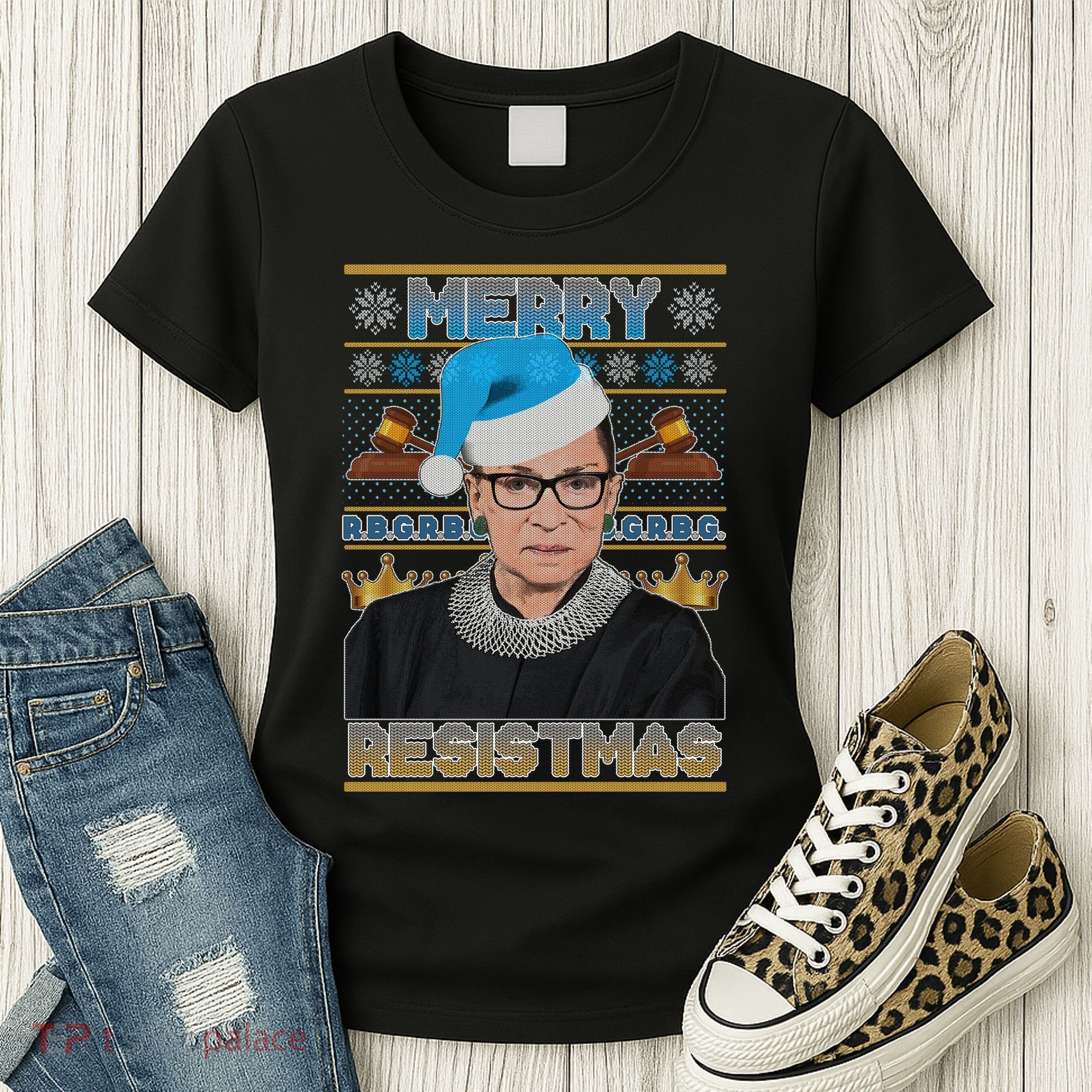Ruth Bader Ginsburg RBG Merry Resistmas Ugly Christmas Sweater Women's T-Shirt
