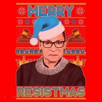Ruth Bader Ginsburg RBG Merry Resistmas Ugly Christmas Sweater Santa Hat thumb 1