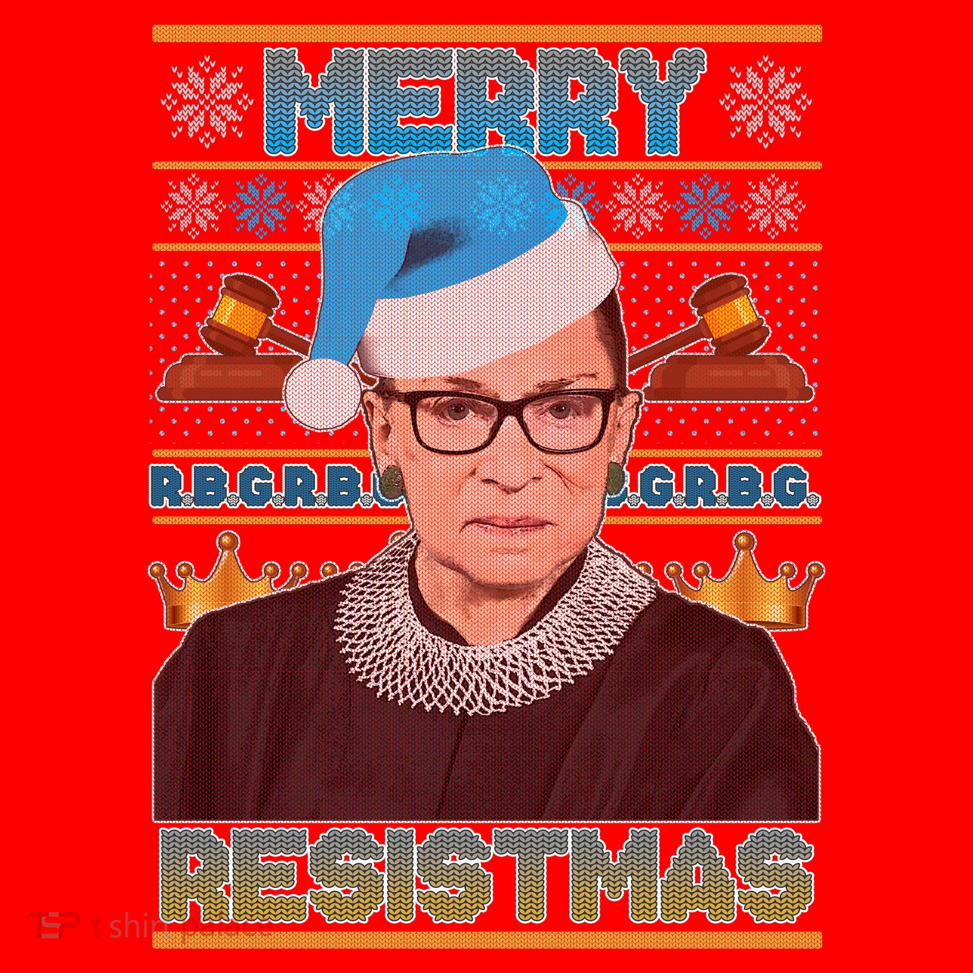 Ruth Bader Ginsburg RBG Merry Resistmas Ugly Christmas Sweater Santa Hat