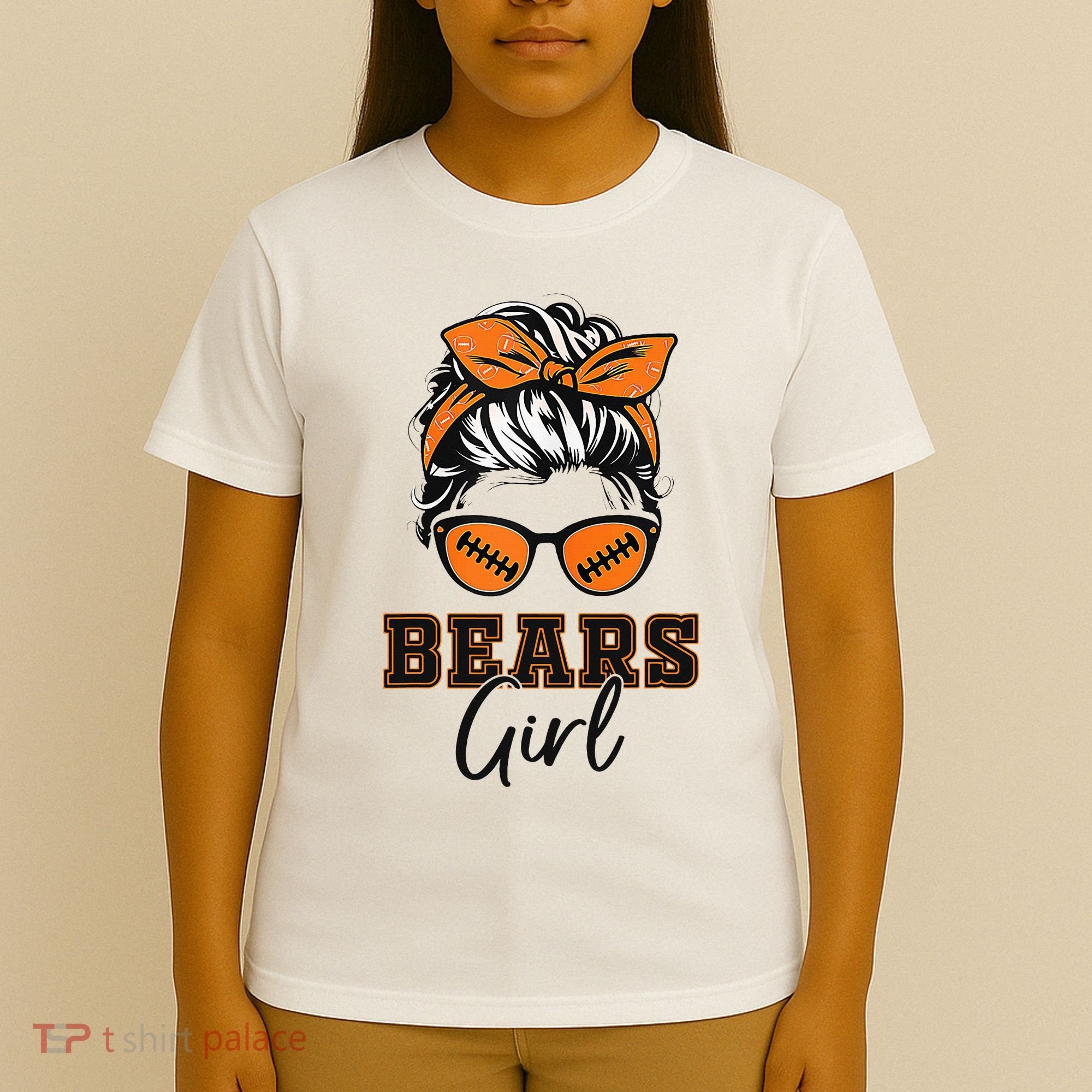 Retro Bears Girl Messy Bun Sports Fan Team Spirit T-Shirt
