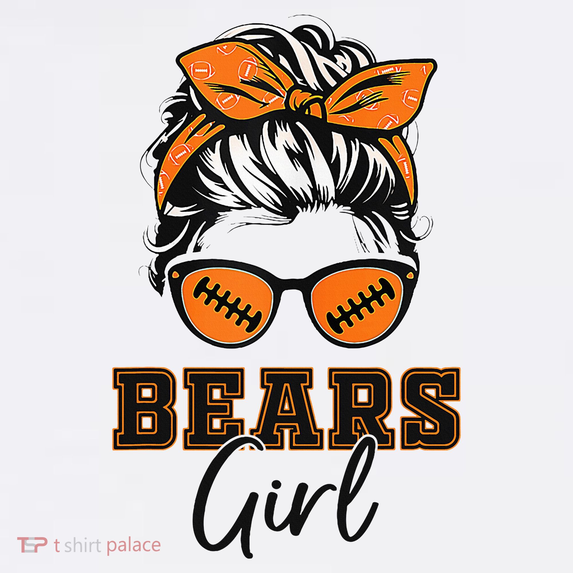 Retro Bears Girl Messy Bun Sports Fan Team Spirit T-Shirt