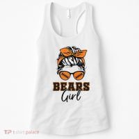 Retro Bears Girl Messy Bun Sports Fan Team Spirit Women's Tank Top thumb 0