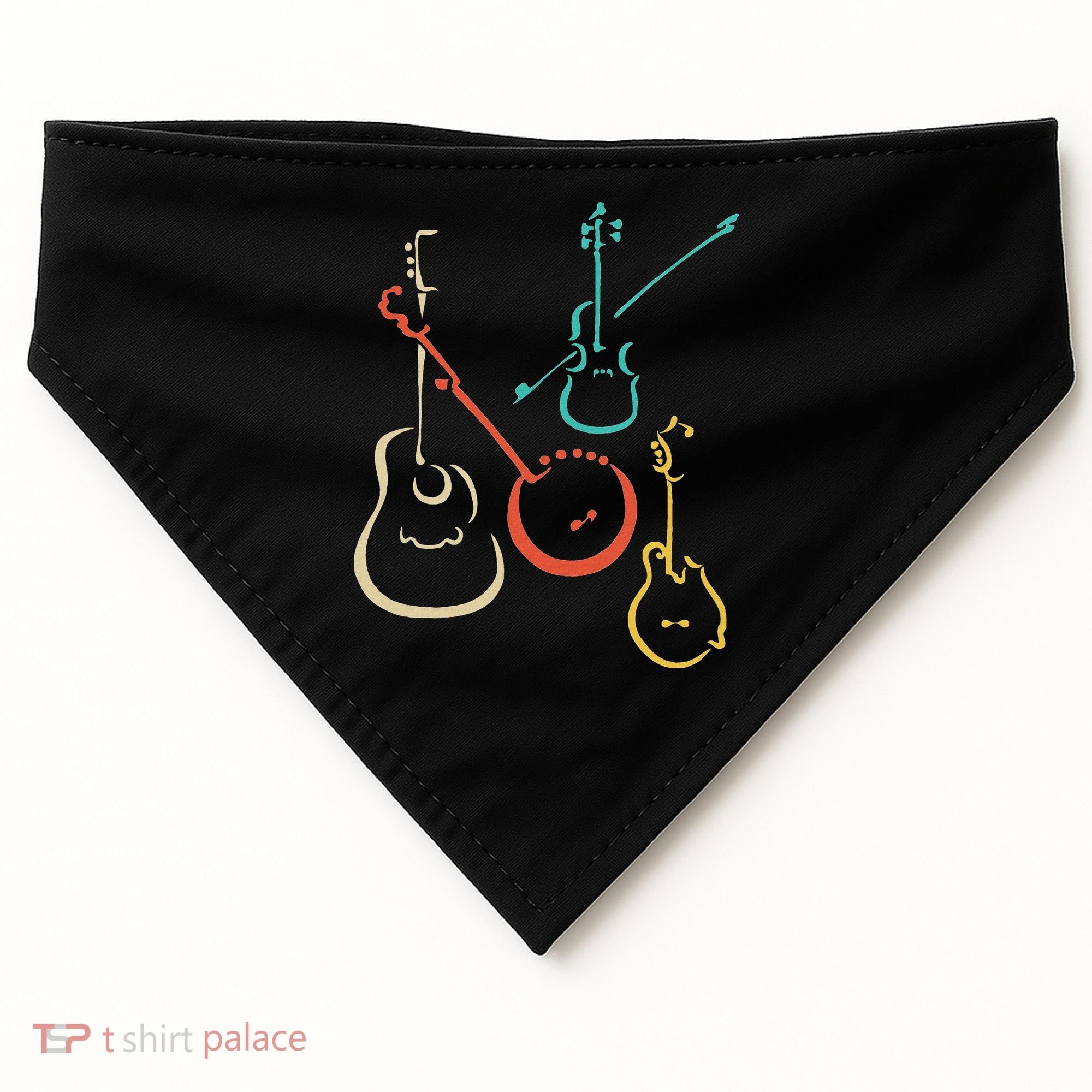 Retro Bluegrass Guitars Banjos Fiddles Mandolins USA-Made Doggie Bandana