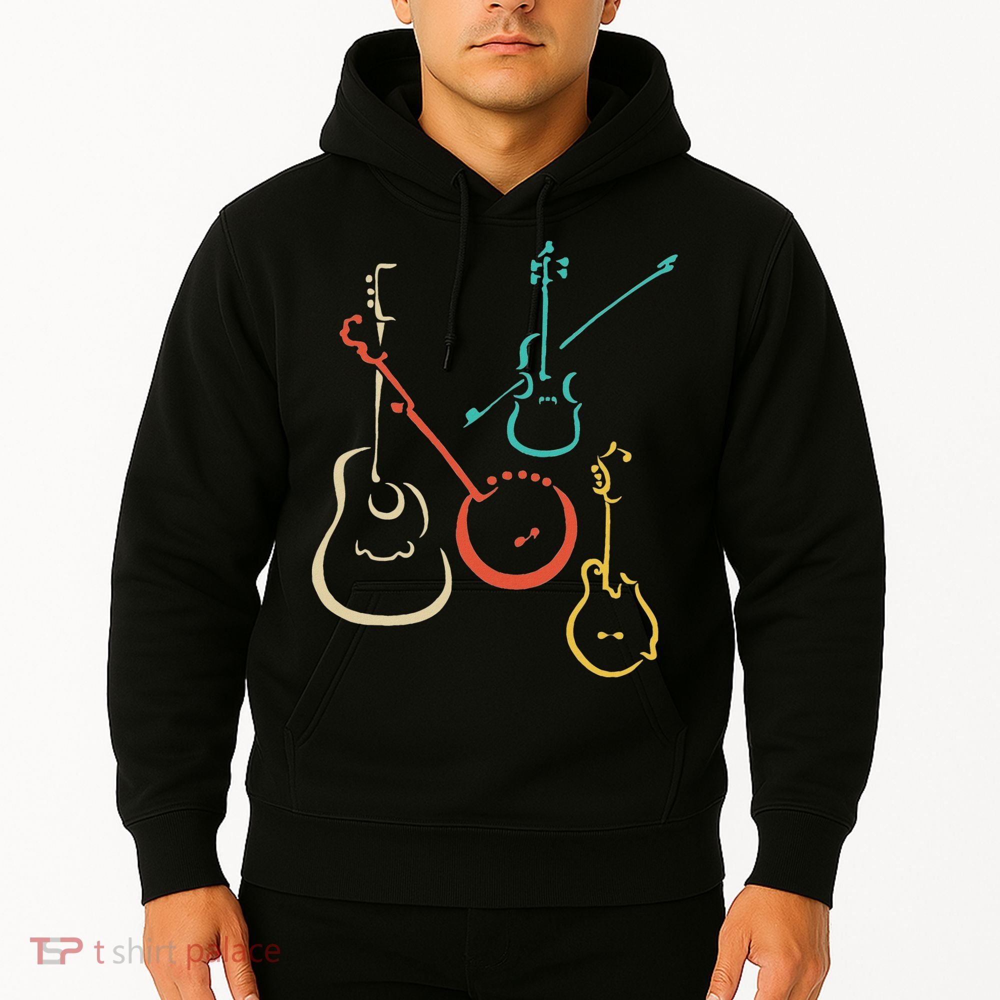 Retro Bluegrass Guitars Banjos Fiddles Mandolins Hoodie