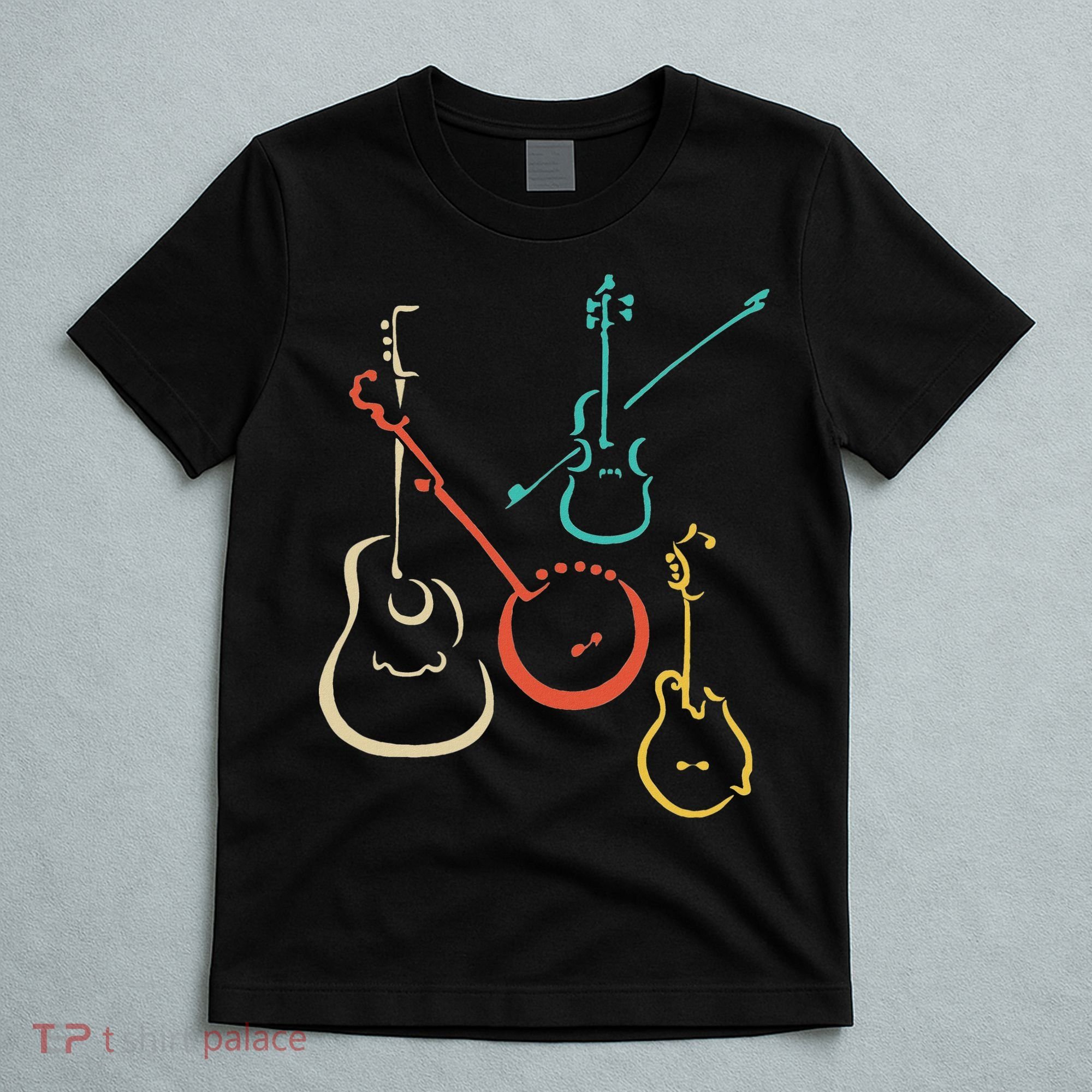 Retro Bluegrass Guitars Banjos Fiddles Mandolins T-Shirt