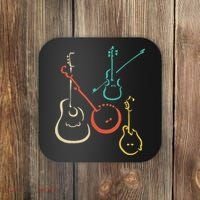 Retro Bluegrass Guitars Banjos Fiddles Mandolins Coaster thumb 0