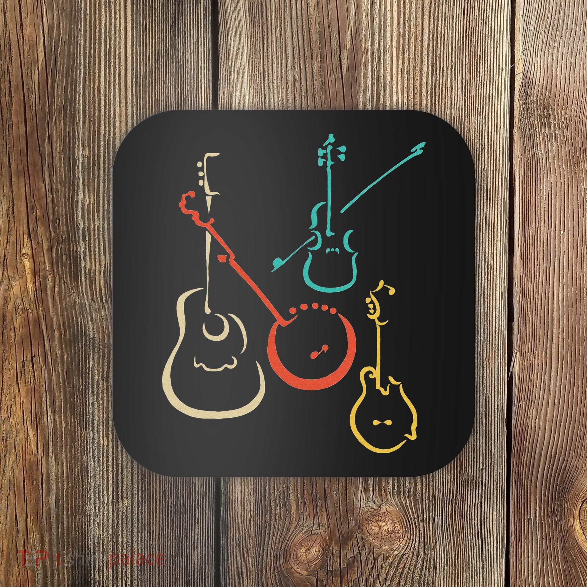 Retro Bluegrass Guitars Banjos Fiddles Mandolins Coaster