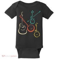 Retro Bluegrass Guitars Banjos Fiddles Mandolins Baby Bodysuit thumb 0