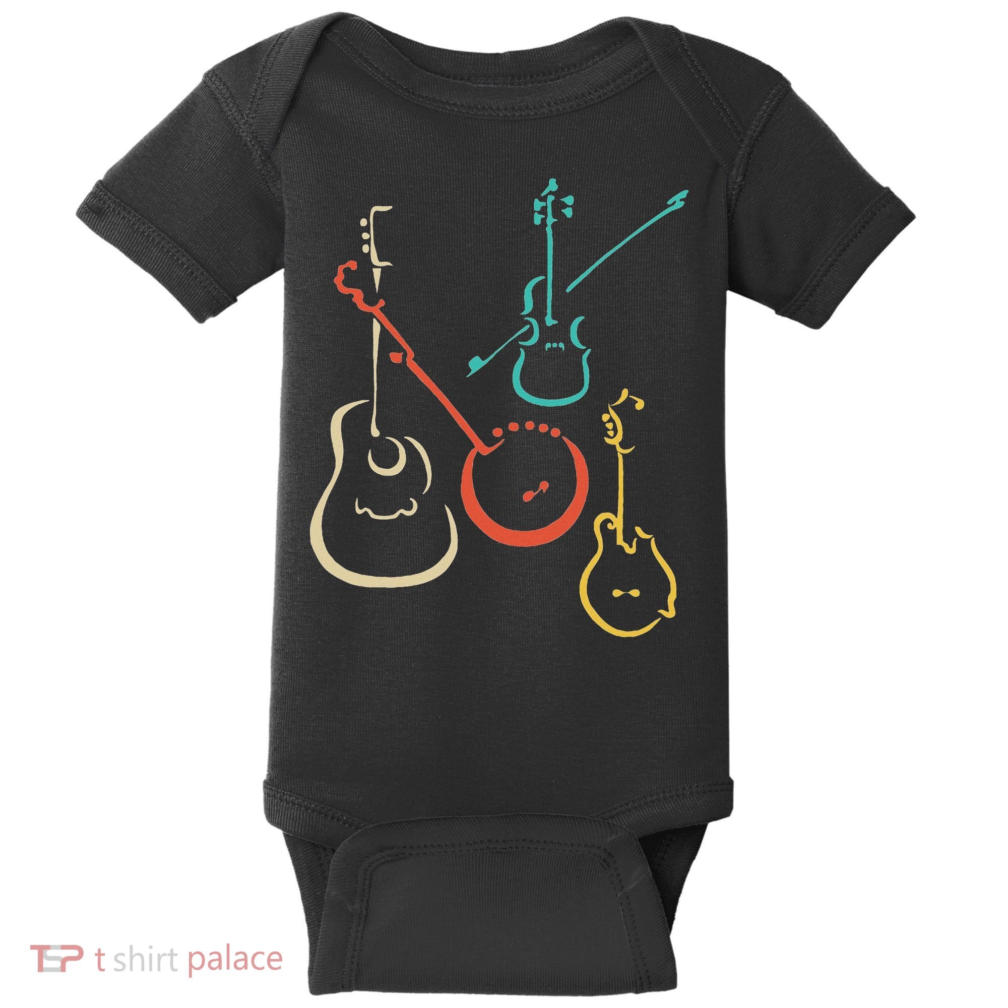 Retro Bluegrass Guitars Banjos Fiddles Mandolins Baby Bodysuit