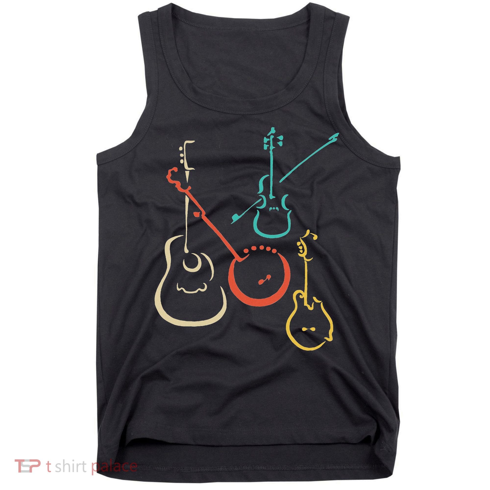 Retro Bluegrass Guitars Banjos Fiddles Mandolins Tank Top