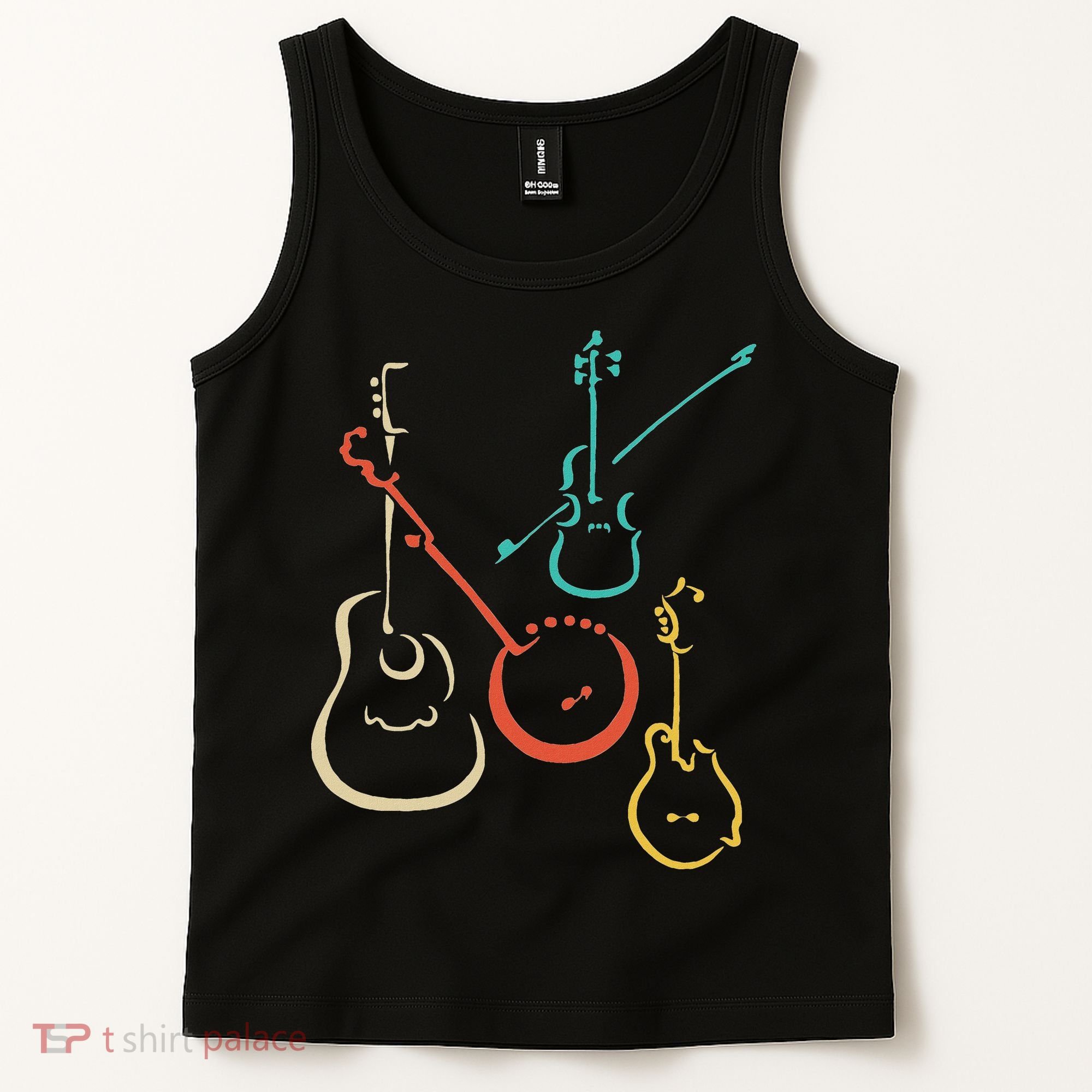 Retro Bluegrass Guitars Banjos Fiddles Mandolins Tank Top