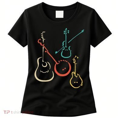 Retro Bluegrass Guitars Banjos Fiddles Mandolins Women's T-Shirt