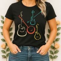Retro Bluegrass Guitars Banjos Fiddles Mandolins Women's T-Shirt thumb 2