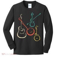 Retro Bluegrass Guitars Banjos Fiddles Mandolins Kids Long Sleeve Shirt thumb 0