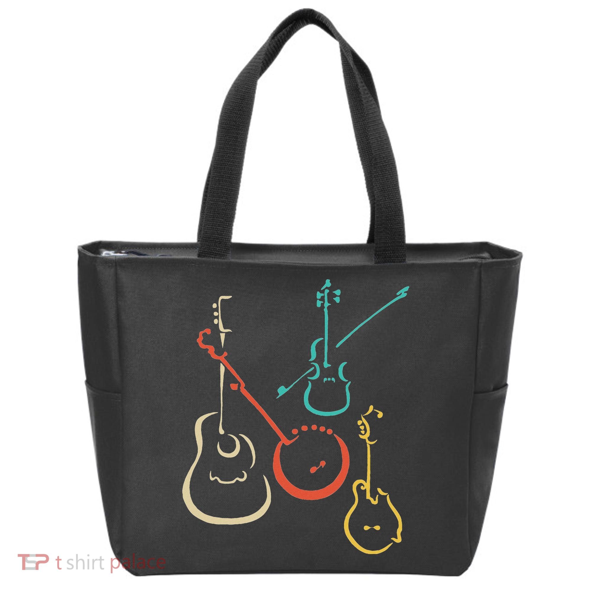 Retro Bluegrass Guitars Banjos Fiddles Mandolins Tote Bag