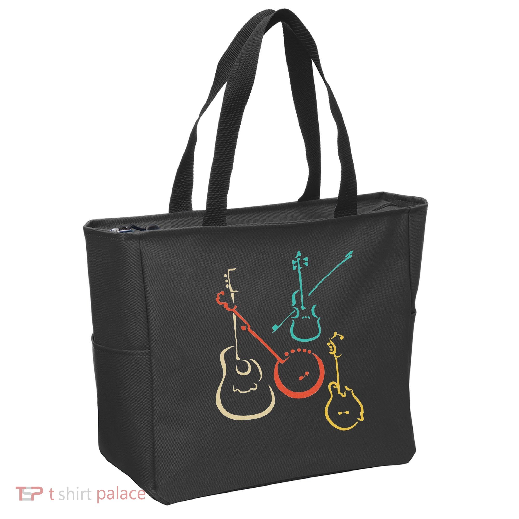 Retro Bluegrass Guitars Banjos Fiddles Mandolins Tote Bag
