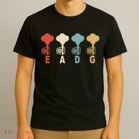 Retro Bass Guitar Player EADG Vintage Guitarist Musician T-Shirt thumb 3