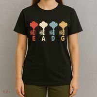 Retro Bass Guitar Player EADG Vintage Guitarist Musician T-Shirt thumb 4