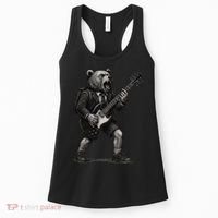Rocking Bear Guitar Player Concert Festival Music Cool Women's Tank Top thumb 0