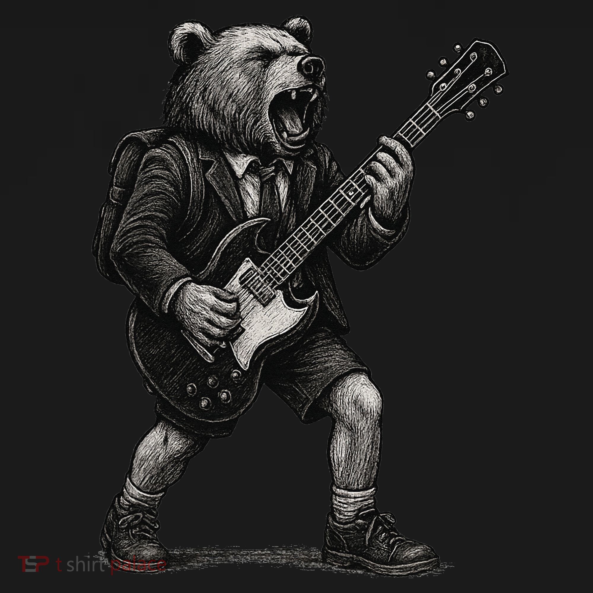 Rocking Bear Guitar Player Concert Festival Music Cool Women's Tank Top